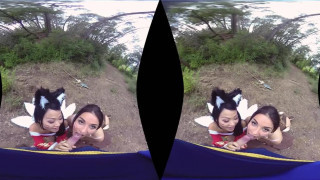 LEAGUE OF LEGENDS AHRI + NIDALEE CREAMPIE VR PORN