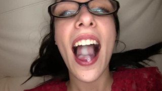 Allison swallows a load during her Amateur Allure audition.