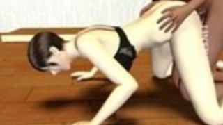 3Dアニメの雌犬は2大きな黒いディックスを食べる