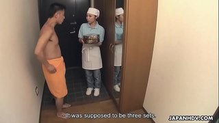 Japanese delivery girl, Lulu Kinouchi got nailed for mistake, uncensored